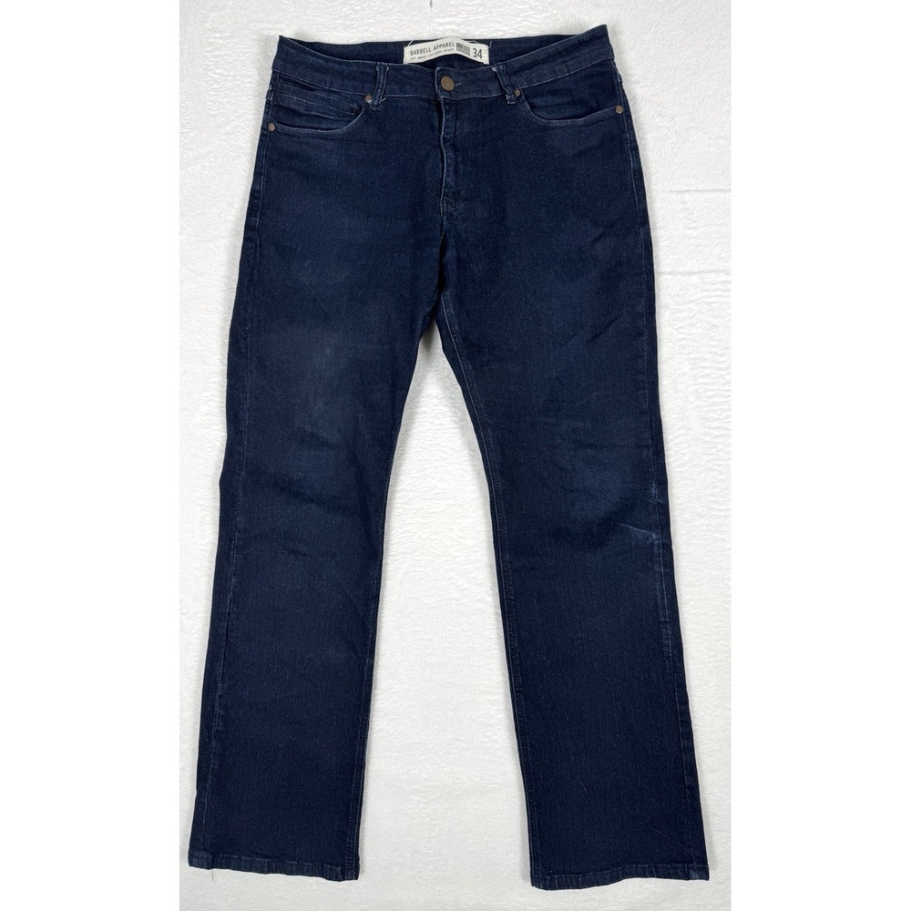 Barbell Apparel Jeans Mens 34(34x33) Dark Wash Blue Athletic Stretch Denim